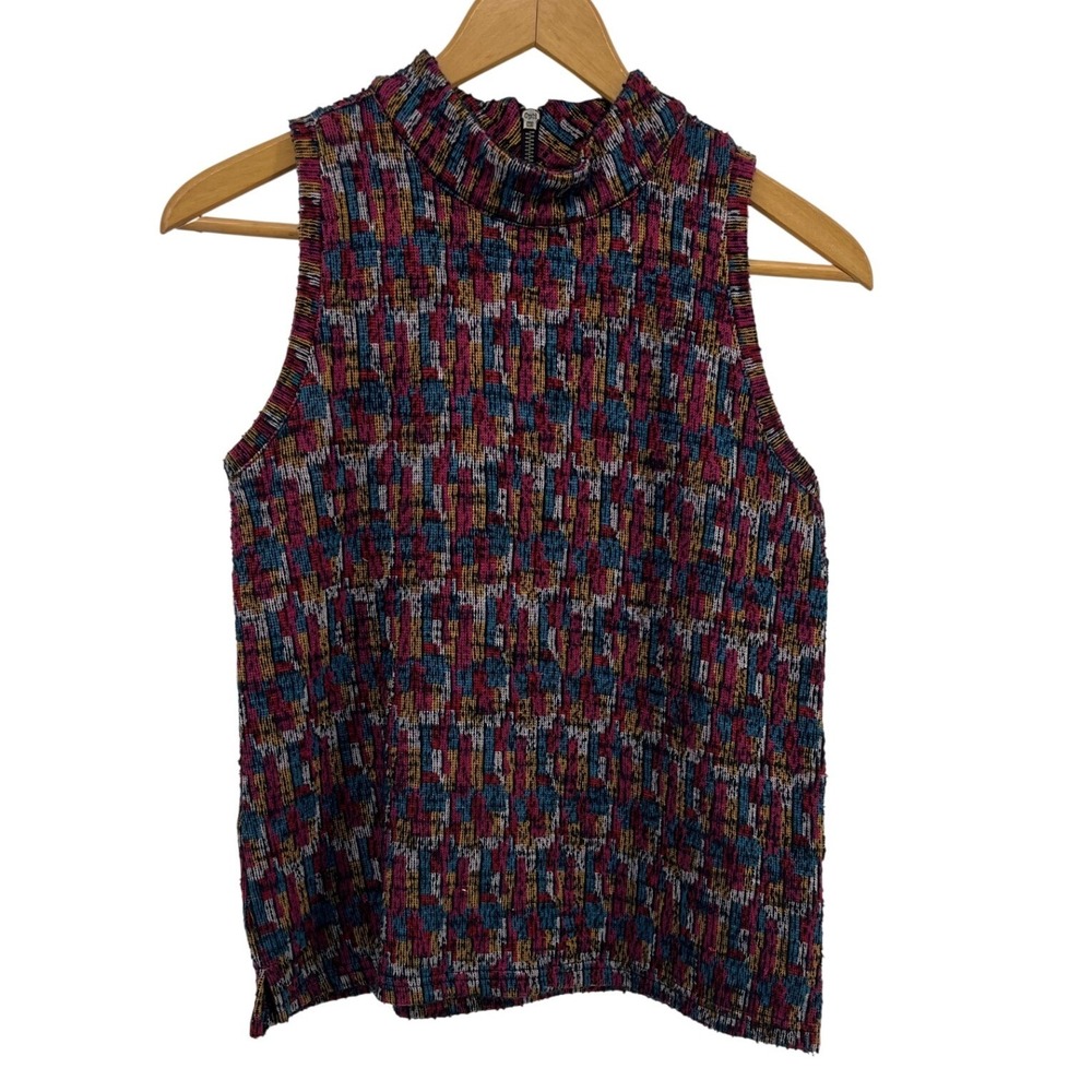 Anthropologie Akemi + Kin Petra Mock Neck Multicolor Geometric Sleeveless Top XS